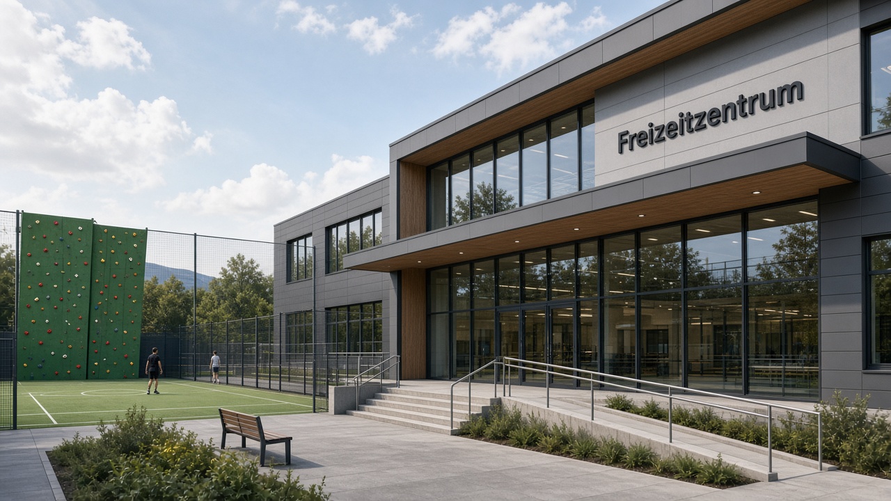 Freizeitzentrum mit Sportplatz und Kletterwand
