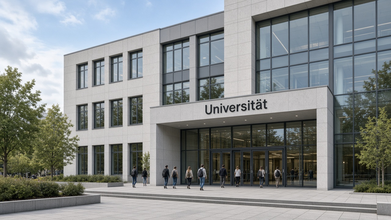 Universitätsgebäude mit Schriftzug Universität