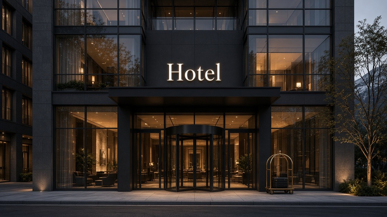 Hotelhintereingang oder Personalzugang mit Schlüsselbox